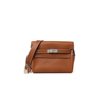 HERMÈS BARENIA FAUBOURG KELLY MESSENGER PM FAUVE (24*20*11cm) 